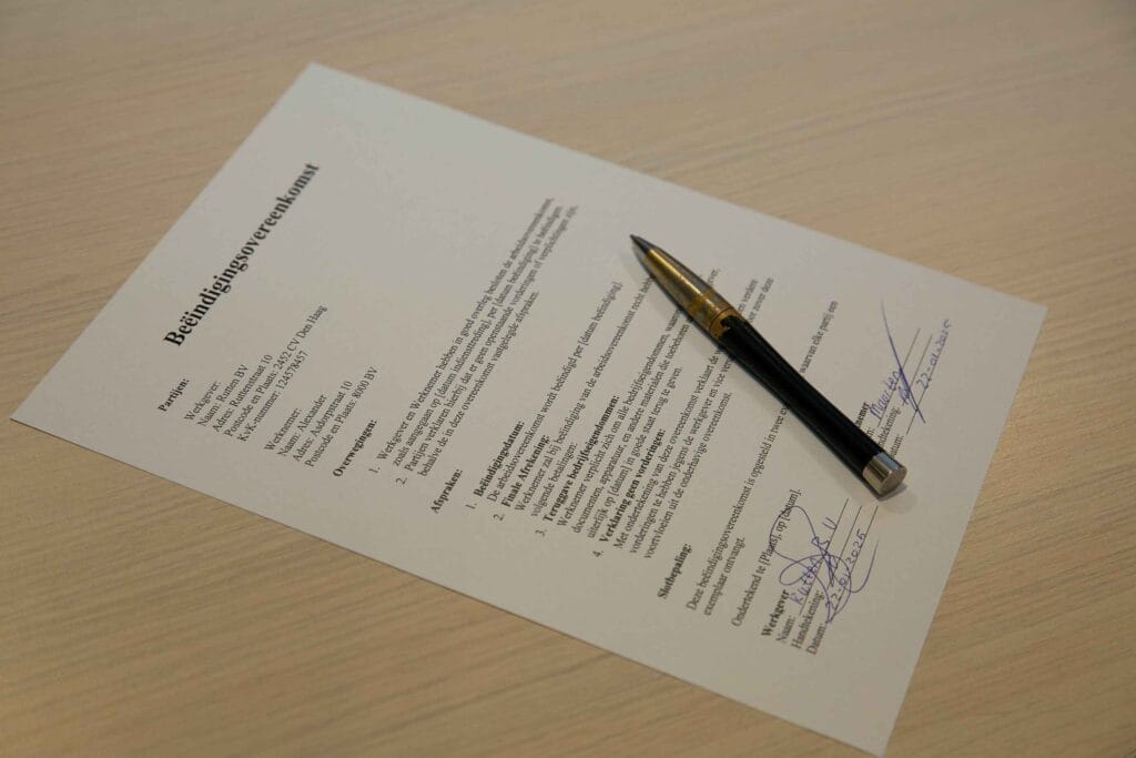 Arbeidsjurist geeft uitleg over beëindigingsovereenkomst.